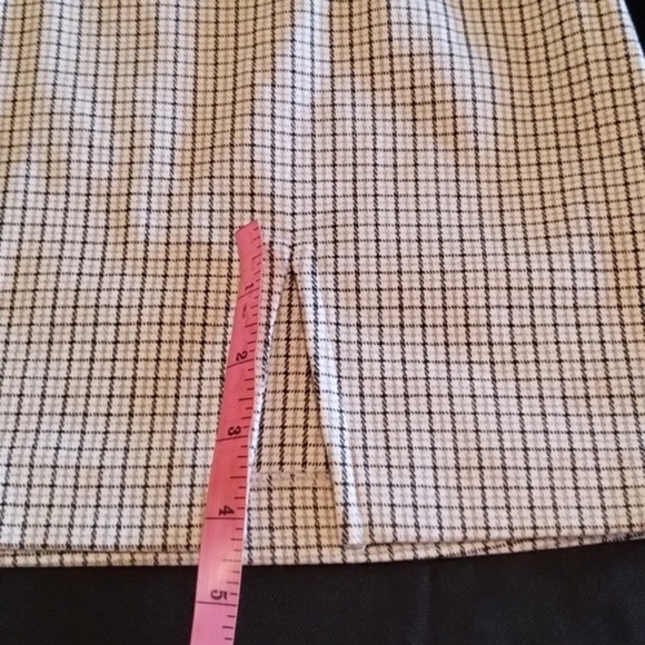 Express Bleus Blue and White Plaid Mini Skirt with Small Slit - Picture 4 of 6